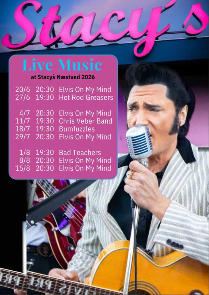 Live musik på Stacy’s Diner Næstved. Live musik program for 2026 på kanalvej 11 i Næstved.