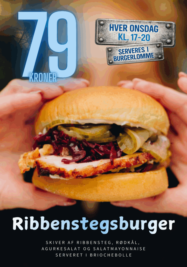 Ribbenstegsbuger på Stacy’s Diner Næstved. Bikers Night tilbud 2026