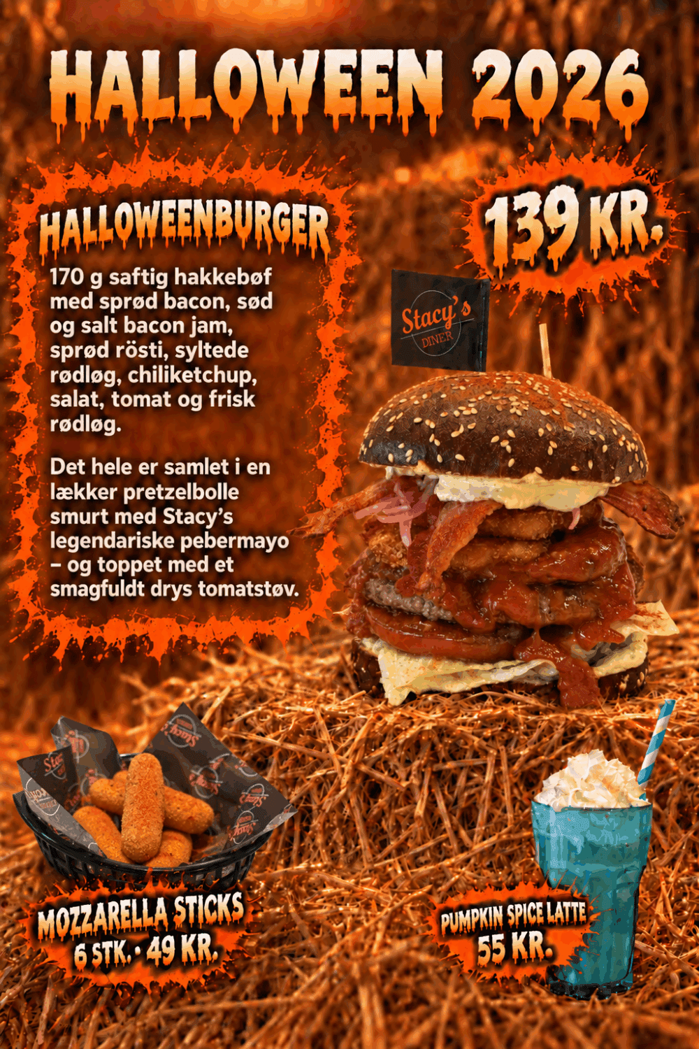 Plakat halloween burger + side + drink